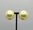 Vintage Pearl‑Like Dome Clip‑On Earrings 24mm Round Retro Costume Jewellery 13g