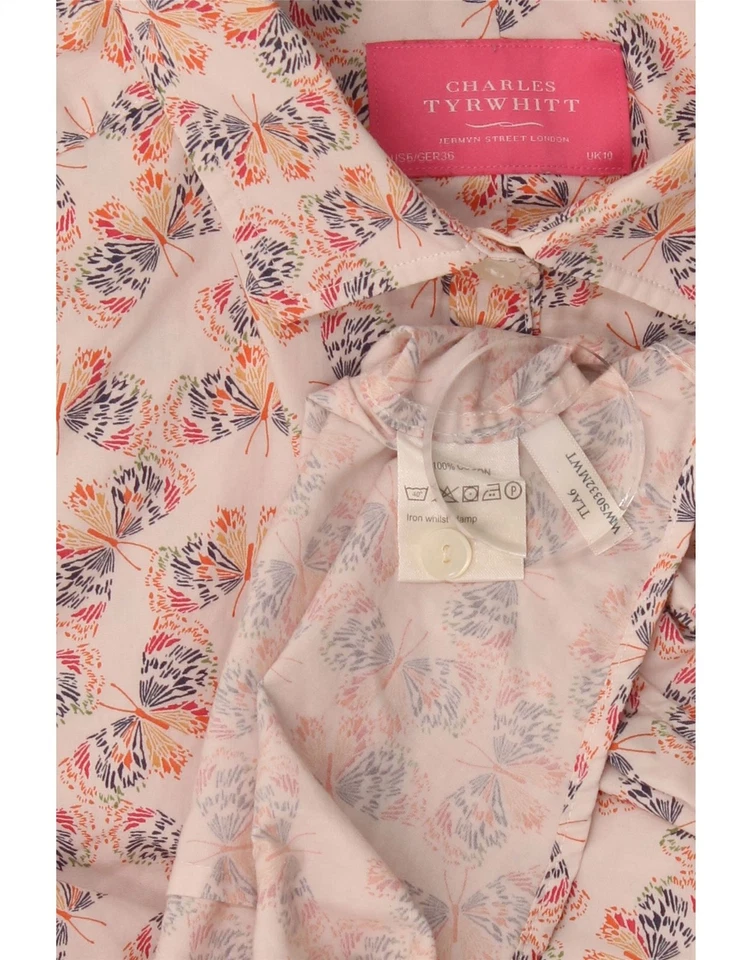 CHARLES TYRWHITT Womens Shirt UK 10 Small Beige Animal Print Cotton CS05 - Image 3 of 3