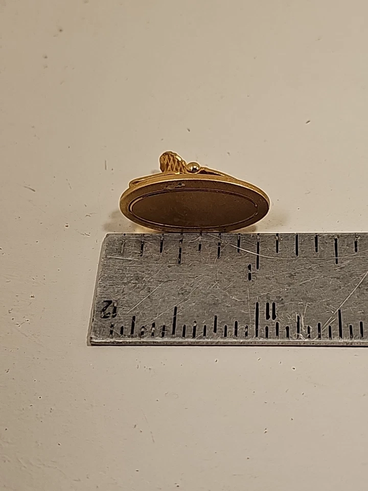 Vintage Swank Goldtone Tie Bar Clip Oval  - Image 4 of 4