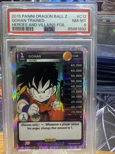 DBZ Dragon Ball Z TCG Panini Heroes & Villains C12 Gohan Trained Foil Holo PSA 8