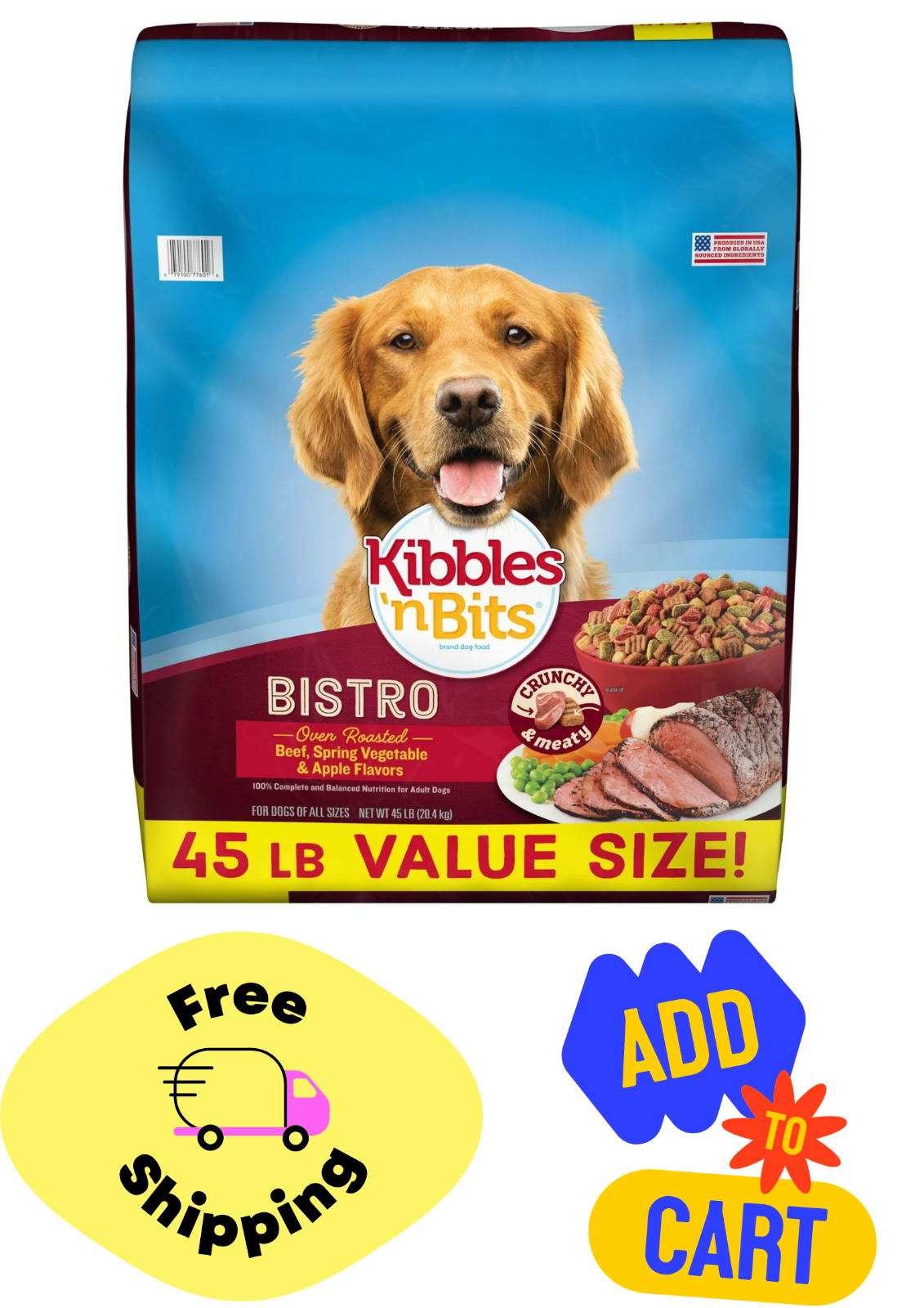 Kibbles N Bits Bistro Oven Roasted Beef Spring Vegetable Apple Flavor Dog Food