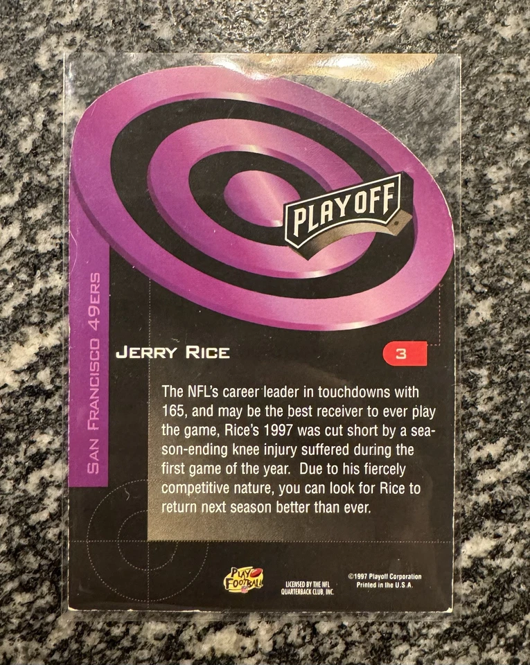 1997 Playoff Zone Prime Target #3 Jerry Rice Purple - Image 2 of 2