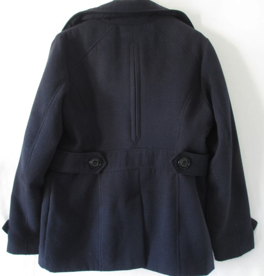 Chaqueta Abrigo Weather Tamer Pea Mujer L Azul Marino Bolsillos Marinero Puño Correas Cinturón Foto 2 de 4