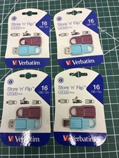 Verbatim 16GB Store 'n' Flip USB Drive - 4 Packs Of 2- Berry, Blue-8 total
