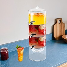 3-Tier Beverage Dispenser, Clear Beverage Dispenser with Faucets