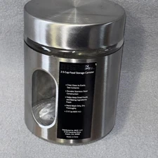 Kitchen Concepts 2.5 Cup Food Storage Canister Stainless Steel with Glass View