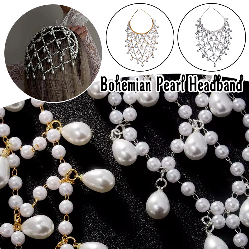 Boho Pearl Headband Vintage Hair Accessorie Headwear Girls  display picture 3
