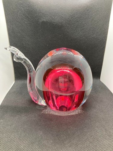 Gambaro & Poggi Venetian Murano Glass Snail Figurine Sommerso Red Made in Italy - 第 1/8 張圖片