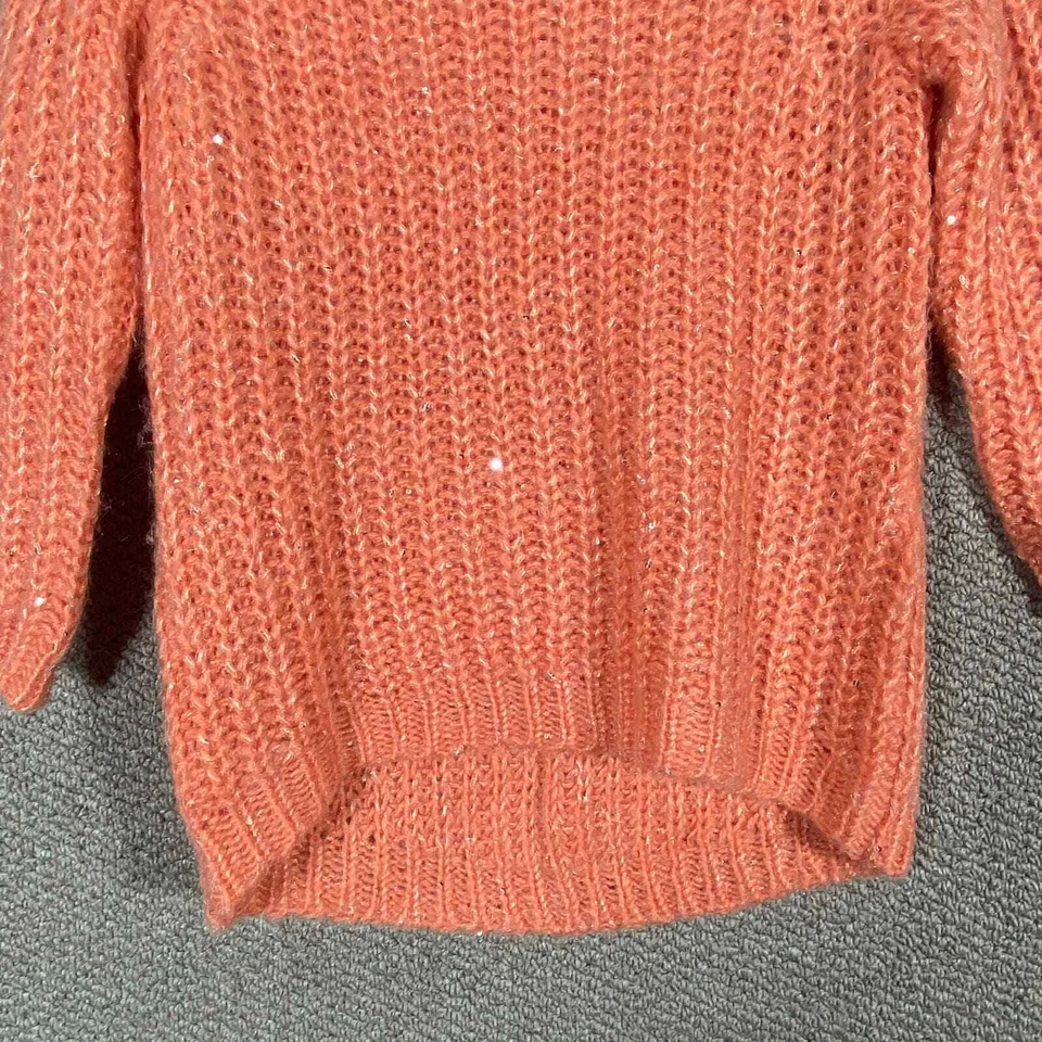 Suéter feminino Anthropologie de malha com nós ponto solar XS coral aberto lantejoulas de malha - Imagem 3 de 4