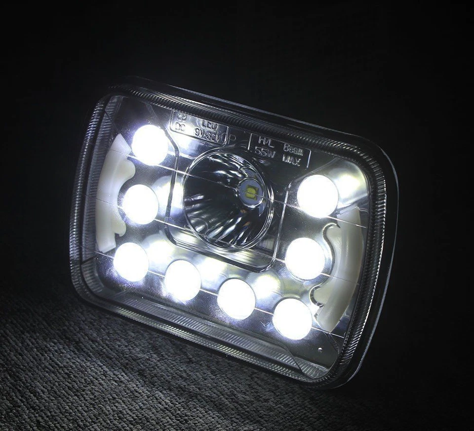 Par de faros LED Kenworth T300 1997-2010 7x6" 5x7 pulgadas 55W haz alto/bajo + DRL Foto 4 de 4
