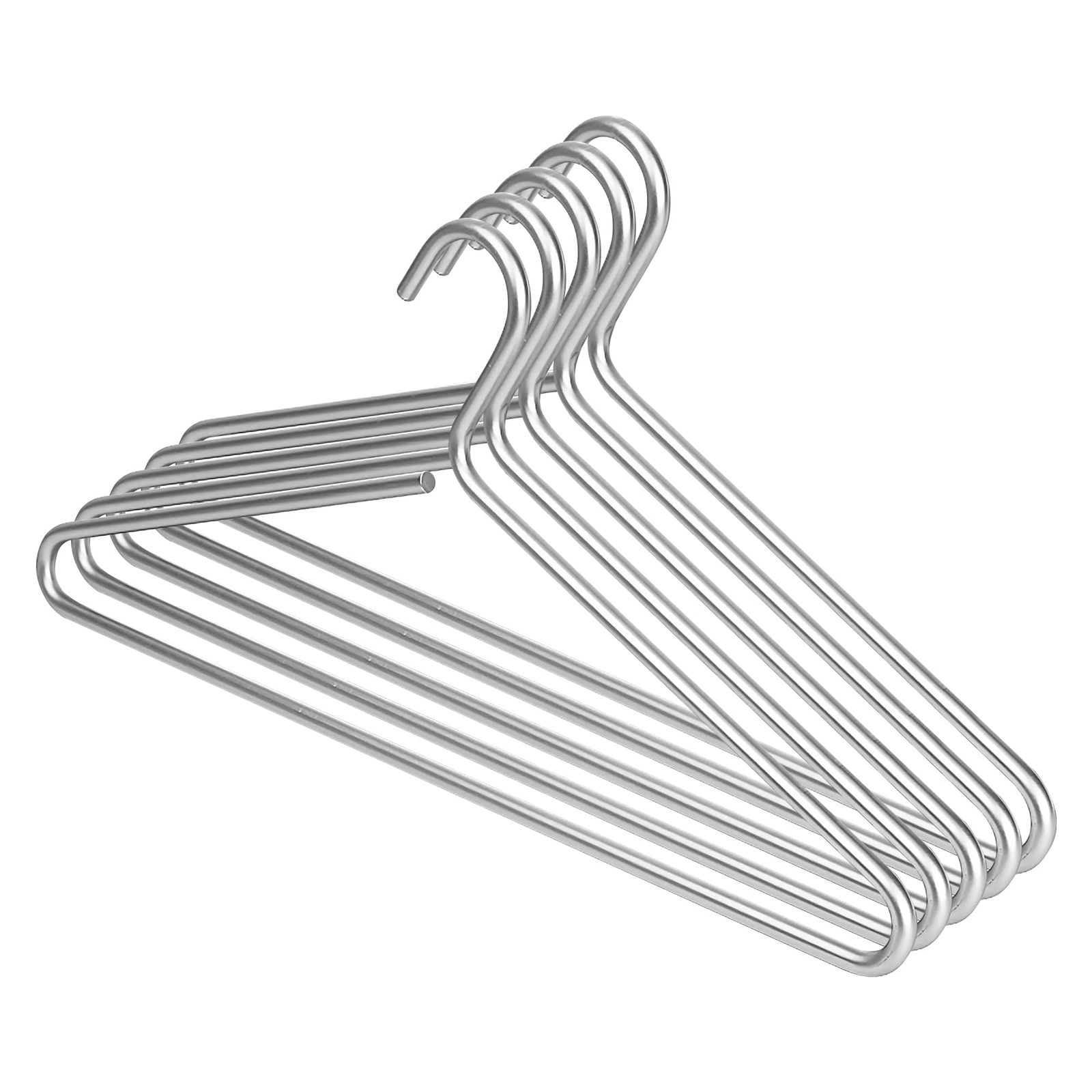 Silver Metal Hangers Matte Aluminum Heavy-Duty Luxury 17-Inch 5-Pack