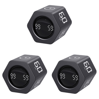Produktivitätswürfel Timer Schwerkraftsensor Flip 5 voreingestellte Zeit Digital Timer (schwarz)