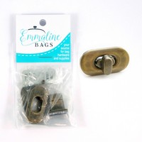 Small Turn Lock For Purses/wallets - Antique Brass, From Emmaline Bags, Small Turn Lock For Purses/wallets - Antique Brass, From Emmaline Bags,