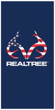 Realtree Logo Flag Beach Towel, Plush Swim 64X34 Antler Patriotic