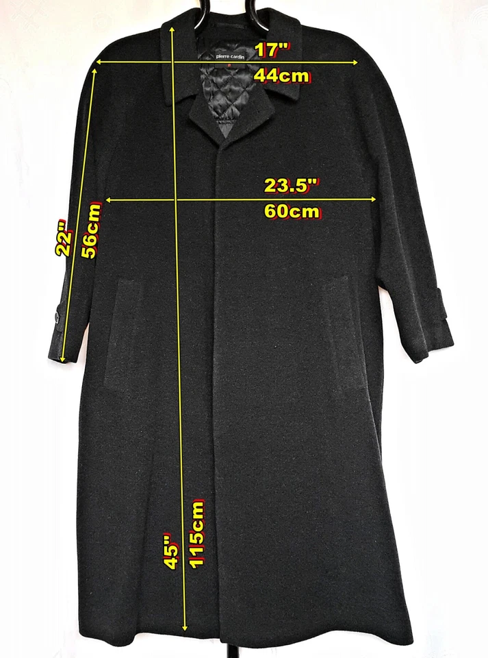 VINTAGE AUTHENTIC PIERRE CARDIN BLACK CASHMERE WOOL MENS JACKET COAT-US42/EU52 - Image 2 of 4