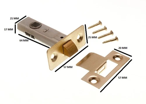 Tubular Mortice Latch Door Lock Catch 63mm EB + Fixings
