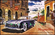 Mercedes Benz 300SL Panamerican Road Races Vintage Poster Print German Car Ad