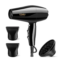 Professional 1875W Ionic Salon Hair Dryer Ionic Blow Dryer with Diffuser and ...