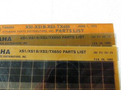 Vintage Yamaha OEM 70-73 XS1 XS2 & TX650 Parts List Microfiche Lot