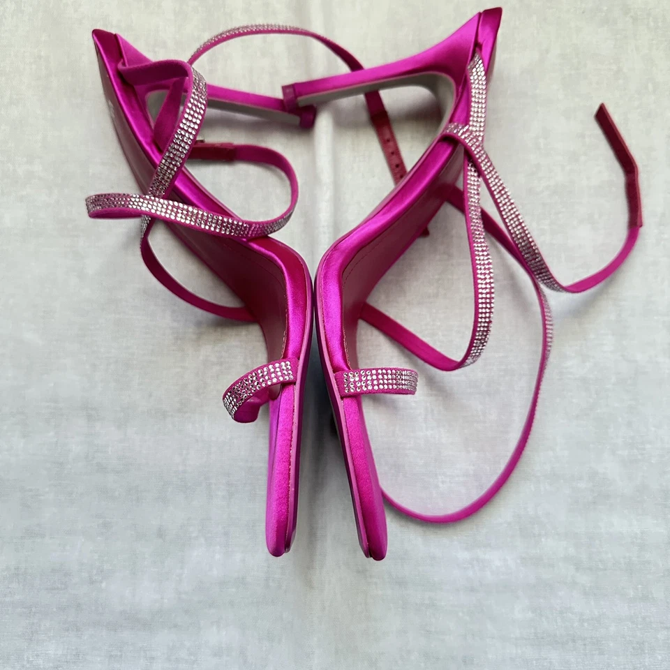 Новый Zara со стразами атласный розовый каблуки сандалии 1357/810 размер 10 - Изображение 4 из 4