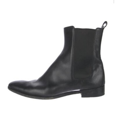 Gucci Authentic Solid Black Leather Chelsea Boots Booties Low