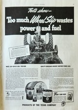 1941 Products of Texaco Company Vintage Ad Too much wheel slip