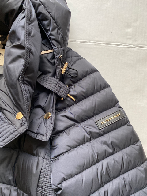 Burberry Womens Harrowden Parka Quilted Puffer Down Coat Jacket Navy US L for sale online | eBay