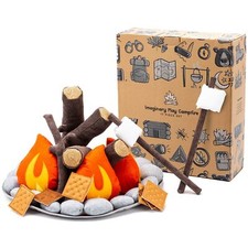 Pretend Campfire for Kids - Sensory Play Camping Toy Set with Plush Felt Fake...