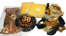 New 30th Birthday Balloons Banner Gold and Black Party Pack Supplies