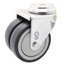 1 x Doppel Rückenloch Schwerlast Lenkrolle 75 mm ISO 9001 Germany Kugellager