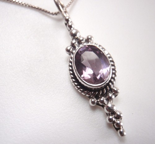 Natural African Amethyst Pendant - 2.41ct Oval 10x8mm Stone In 925 Sterling Silver Celtic Knot Setting - View #3