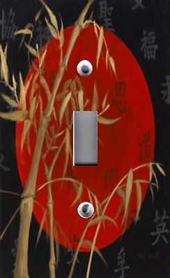 Light Switch Plate & Outlet Covers ASIAN ART ~ BAMBOO AGAINST RED MOON