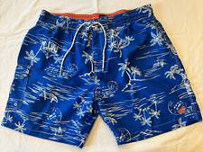 Caribbean Joe Mens XXL Tall Swim Trunk Blue Y2K Tropical Board Shorts Resort