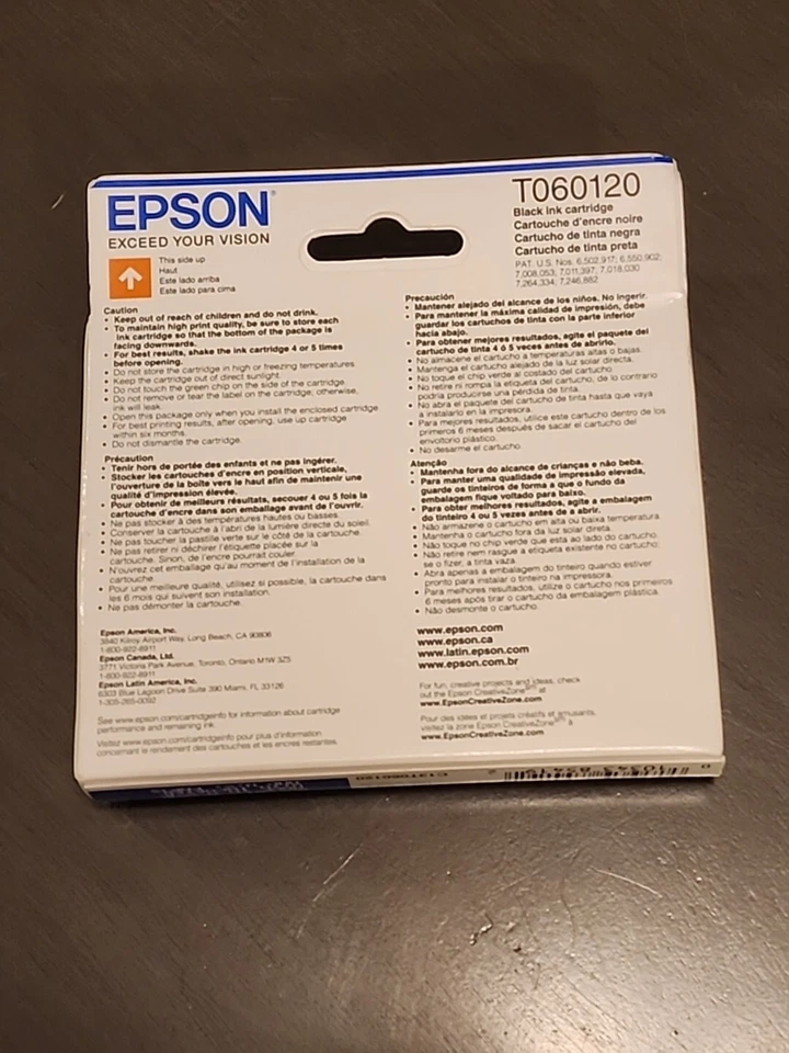 Epson Black Ink Cartridge T060120 Genuine Exp: 08/2012 NIB SEALED - Image 2 of 4