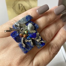 Lapis Lazuli Ring Silver Plated Patricia Adelson EXCLUSIVE DESIGN