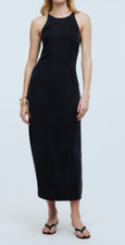 NEW MADEWELL BLACK CRISSCROSS MIDI SLIP DRESS IN CUPRO BLEND NP085 SZ 6