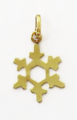 10K Gelbgold Schneeflocke Charm Halskette Anhänger ~ 0,2 g