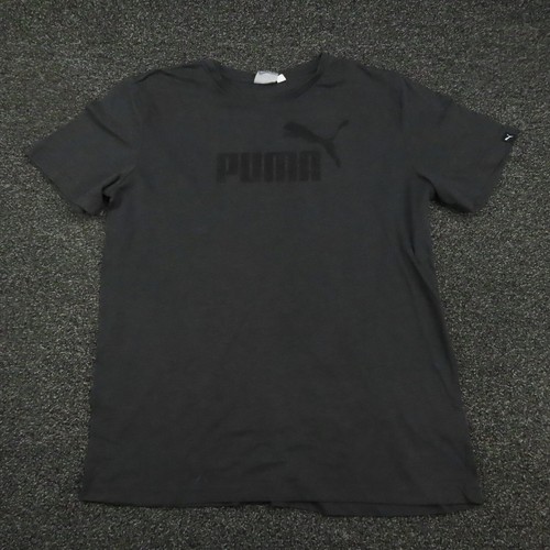 Puma Shirt Adult Large Dark Gray Short Sleeve Breathable Gym Center Logo Mens