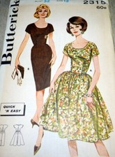  LOVELY VTG 1960s DRESS BUTTERICK Sewing Pattern 12/32 FF