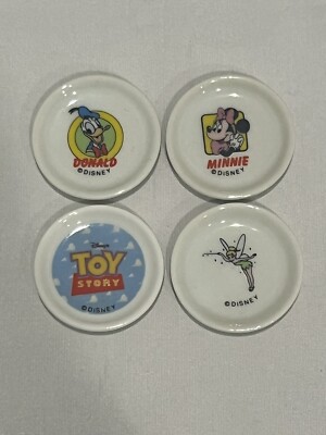 Tiny Treasures Mini Ceramic Plate 1.75'' Lot Of 4 Minnie Donald Toy Story Tink