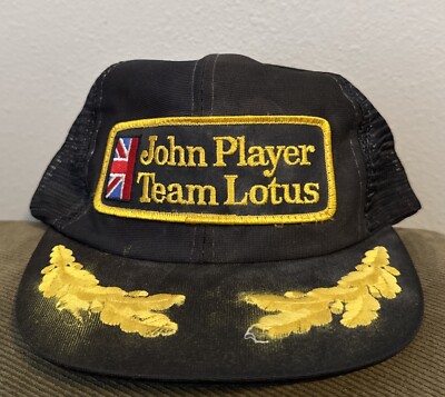 Vintage Formula One John Player Team Lotus Patch Trucker Snapback Hat F1