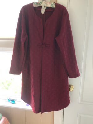 Zanzea red wine polka dot long sleeve one button front pockets cardigan top 3X		