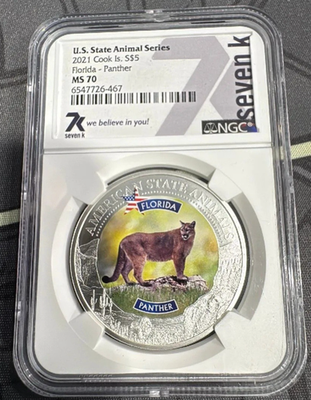#ad #ad 2021 NGC Silver 1 oz. MS70 State Animal Series Florida Panther $5 E126 $158.97