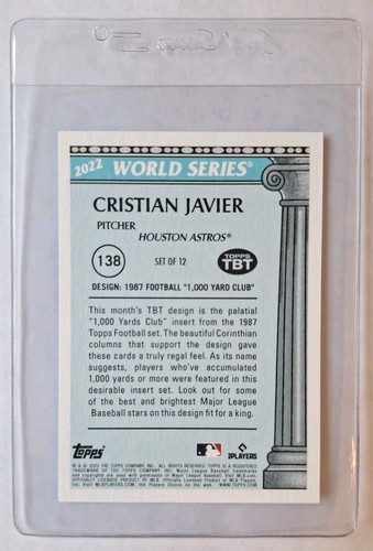 2022 TOPPS TBT 1987 FOOTBALL 1000 YD SET 46 CARD ASTROS CRISTIAN JAVIER #138 - Picture 3 of 3