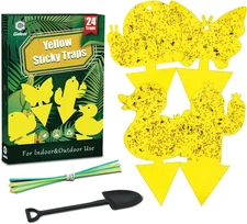 24-Pack Dual-Sided Yellow Sticky Traps for Indoor/Outdoor Use, Gnat Trap for Fly