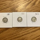 Lot Of 3, 1918, 1923, 1924-D, Mercury Dimes, 90% Silver