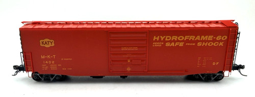 HO Kadee Cars Missouri Kansas Texas 50' PS-1 Cojín Bastidor Bajo Boxcar Rd #1402 | Condition: Used