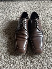 Men's Prada Brown Patent Leather Laceup Derby Business Shoes Size 9 USA