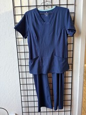 Med Couture Women's Navy Blue Straight Leg Scrub Set Size Small New