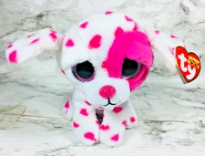 TY Beanie Boo Beau Dog 6” White Pink Hearts Valentine’s Day Plush Stuffed Animal